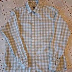 J. Crew Button Down Shirt Men's Large Green Check Pocket Casual Long Sleeve